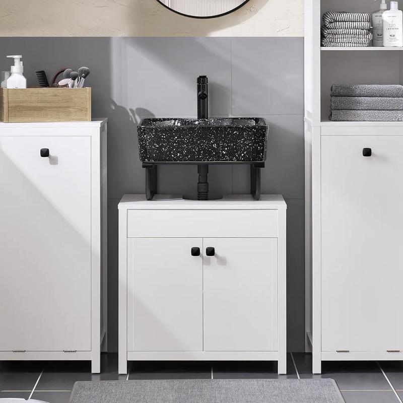 Elegant Håndvaskeskab i Skandi Stil - Hvid Minimalisme