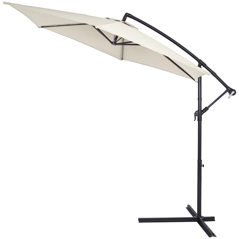Hængeparasol Creme Ø300 cm - Vandafvisende og Justerbar