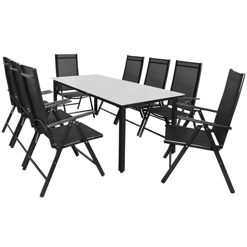 8+1 Havemøbelsæt, Alu, 190x90cm Bord, Antracit fra Deuba