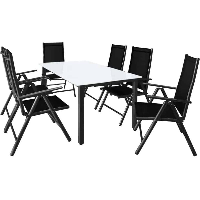 6+1 Havemøbelsæt i Alu med 150x90cm Bord - Antracit