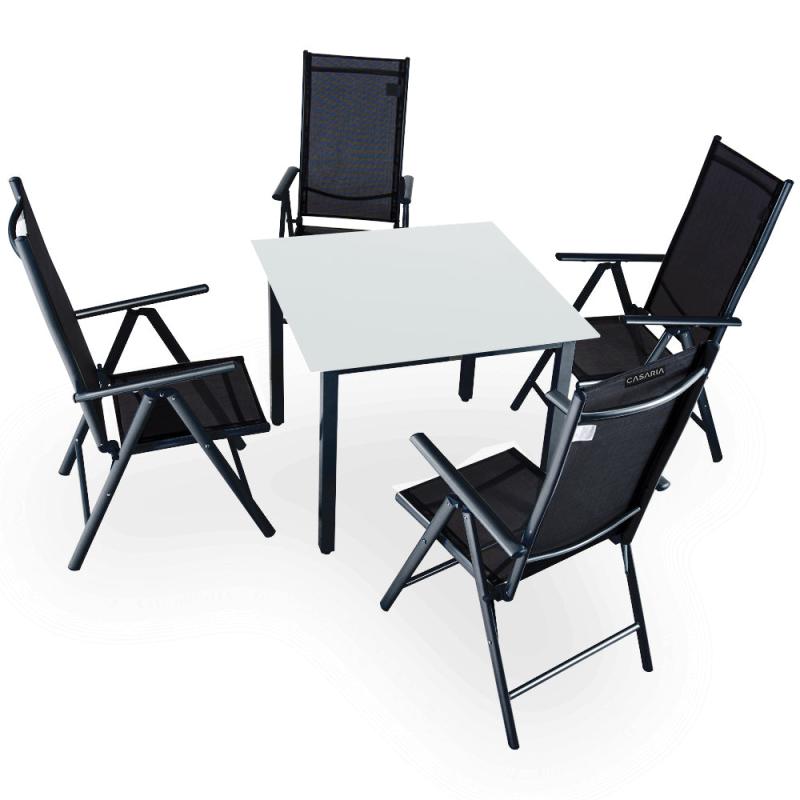 4+1 Alu Bern Havemøbelsæt med Bord 90x90 Cm - Antracit