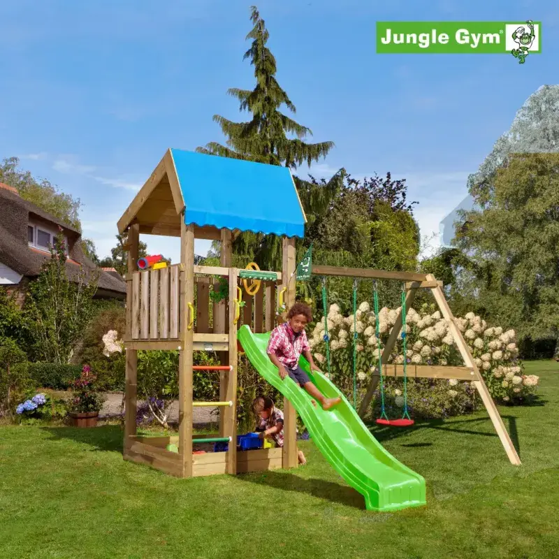 Home Legetårn Komplet Inkl. Swing Module Xtra Og Rutschebane   804 315nsx fra Jungle Gym