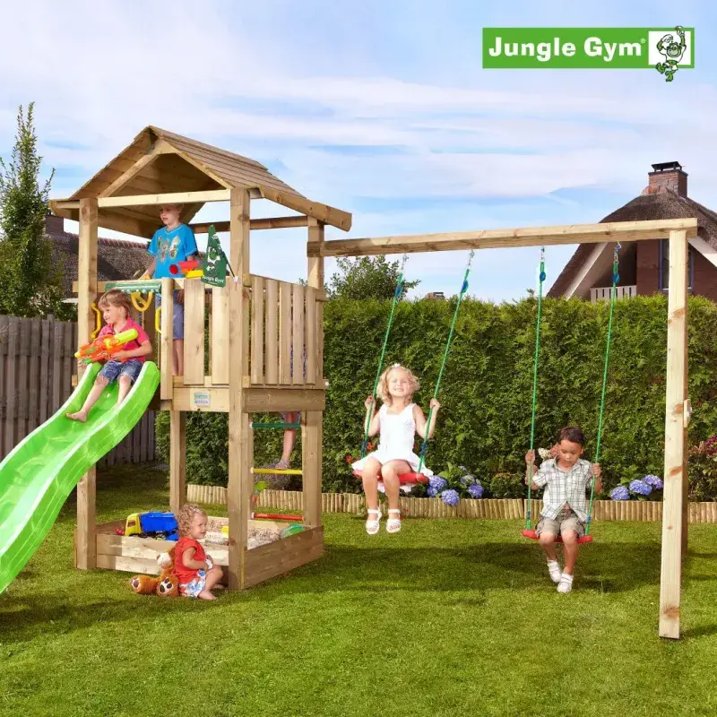 House Legetårn Komplet Inkl. Swing Module Xtra Og Rutschebane   804 312nsx fra Jungle Gym