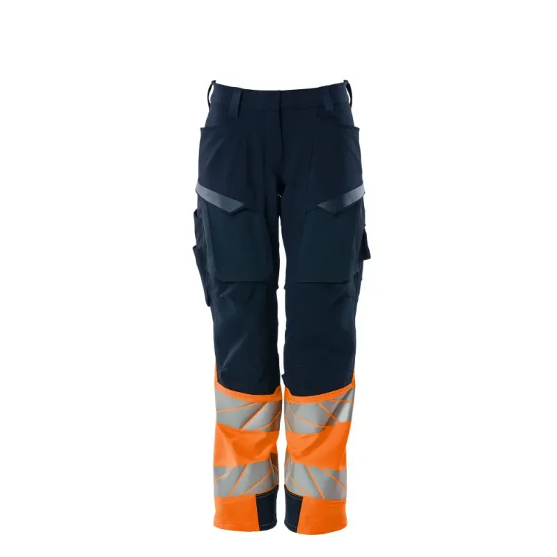 Accelerate Safe Bukser Med Knælommer 19178 511 Dame   Mørk Marine Hi Vis Orange fra Mascot