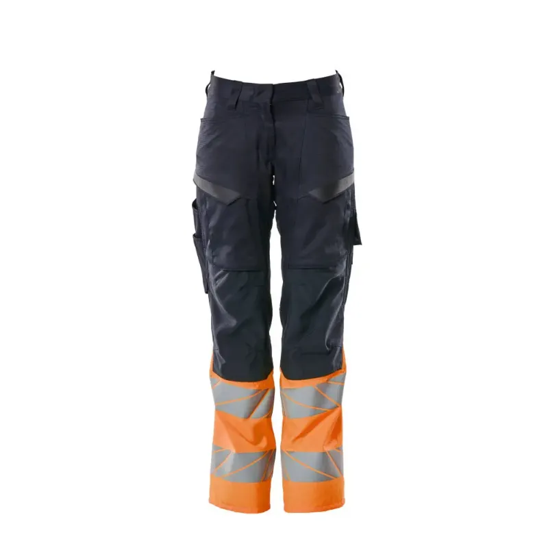Accelerate Safe Bukser Med Knælommer 19678 236 Dame   Mørk Marine Hi Vis Orange fra Mascot