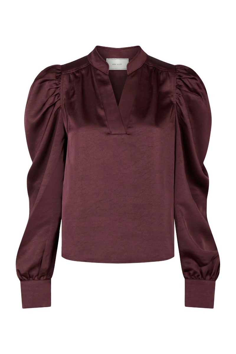 Bluse   Rosslyn Heavy Sateen Blouse   Burgundy fra Neo Noir